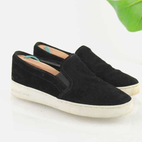 Michael Kors Shoes - Michael Kors Womens Keaton Slip On Shoe Size 6 Black Suede Flat Casual Sneaker